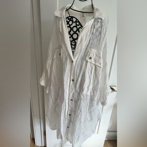 Free People White Linen button down